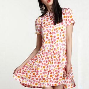 Leah Reena Goren White Amapolas Drop Waist Shirt Dress Sz 2